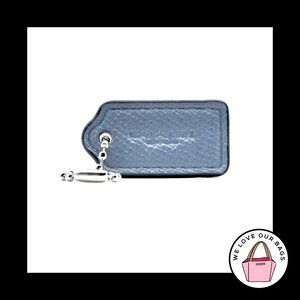 1.5" COACH NEW YORK Blue Crossgrain Leather Key Fob Bag Charm Keychain Hang Tag